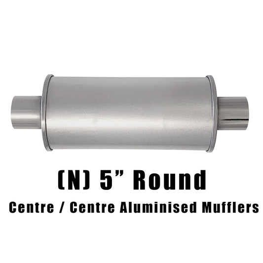 5" Round Centre/Centre Configurations Universal Mufflers | Aluminised | Select Your Size Length and Internal Options