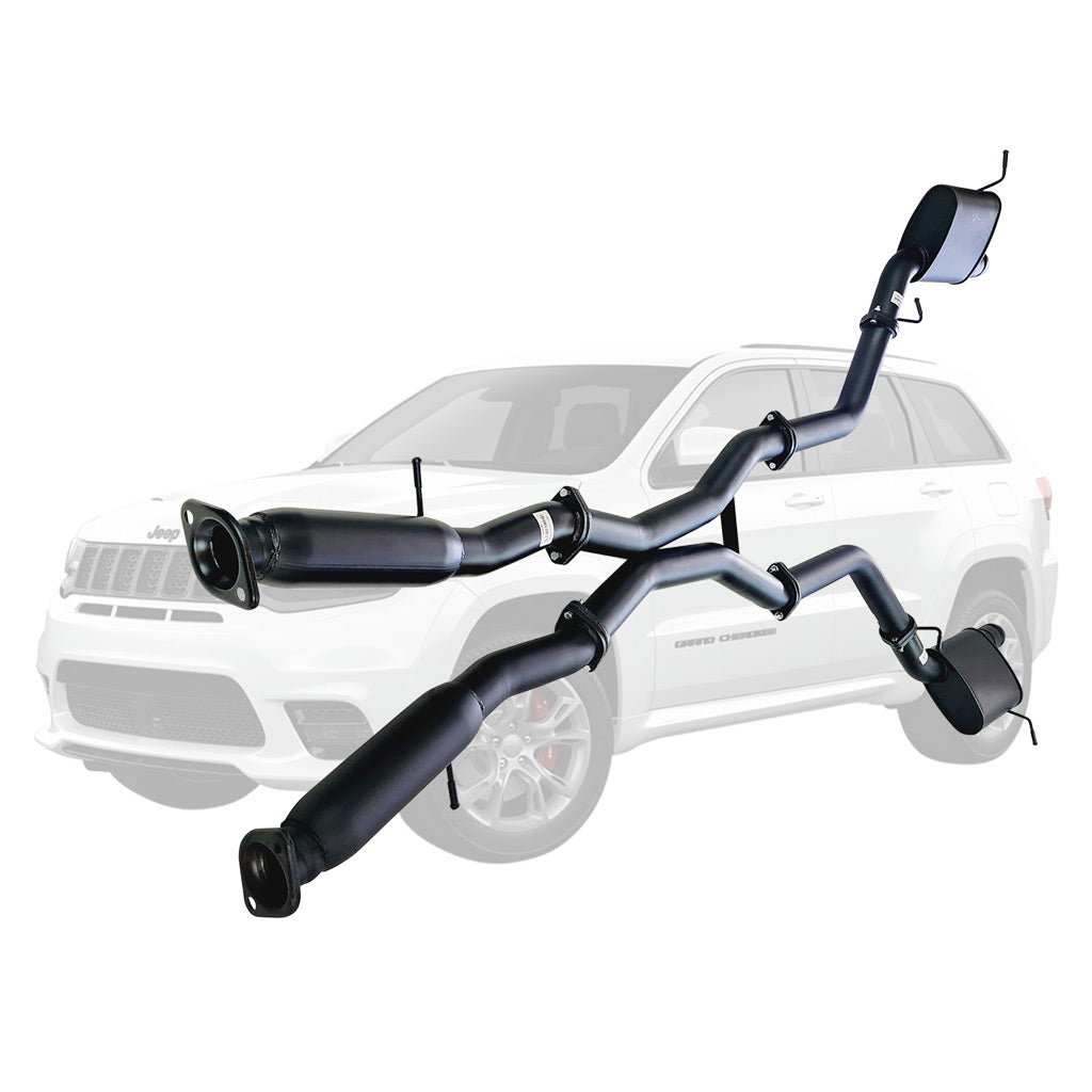 Twin 3 Inch Cat Back Exhaust With Centre Hotdogs For SRT Jeep Grand Cherokee 2012 to 2021 OE Tips