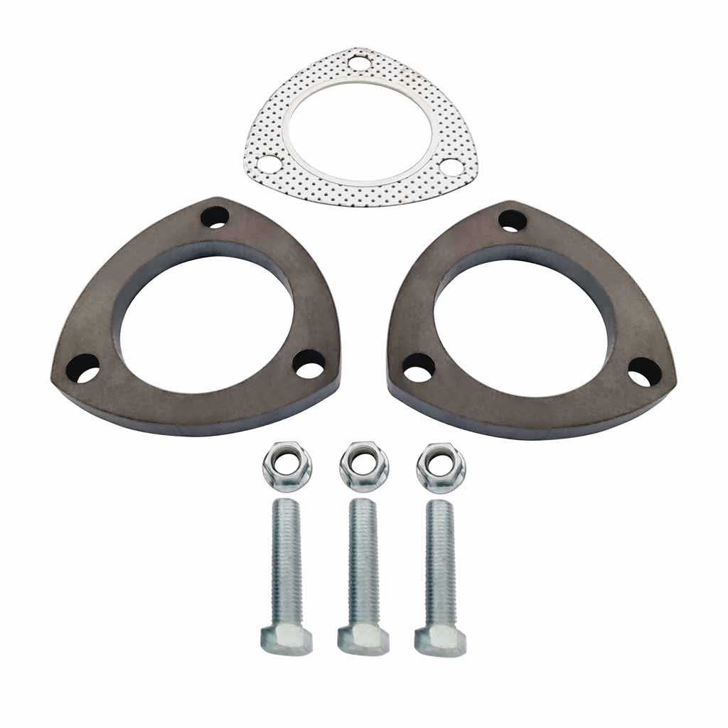 Exhaust Flange Plate Kit 63.5mm 2.5 Inch With Gaskets Nuts And Bolts 10mm Thick 3 Bolt