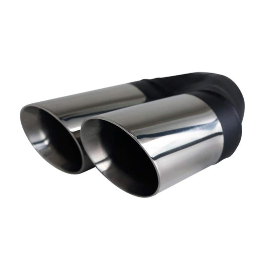 Exhaust Tip Angle Cut Inner Cone 2.25" In - Dual 3" Out 9" Long RHS Stainless