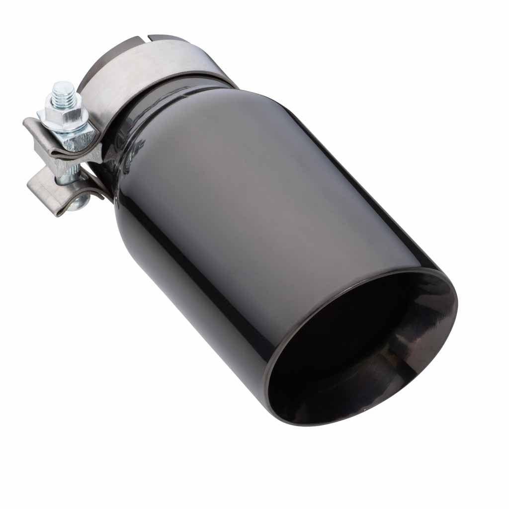 Exhaust Tip Angle Cut Inner Cone 2.5" In - 89mm Out 8" Long 304 Black Chrome