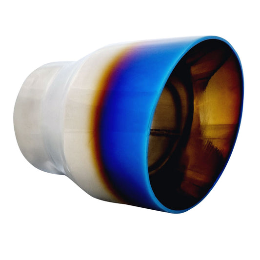 Exhaust Tip Angle Cut Inner Cone 2.5 Inch In - 4 Inch Out 5 Inch Long Blue Flame