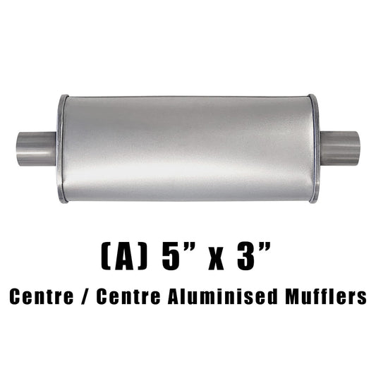 5" x 3" Centre/Centre Configurations Mufflers | Aluminised | Select Your Size Length and Internal Options