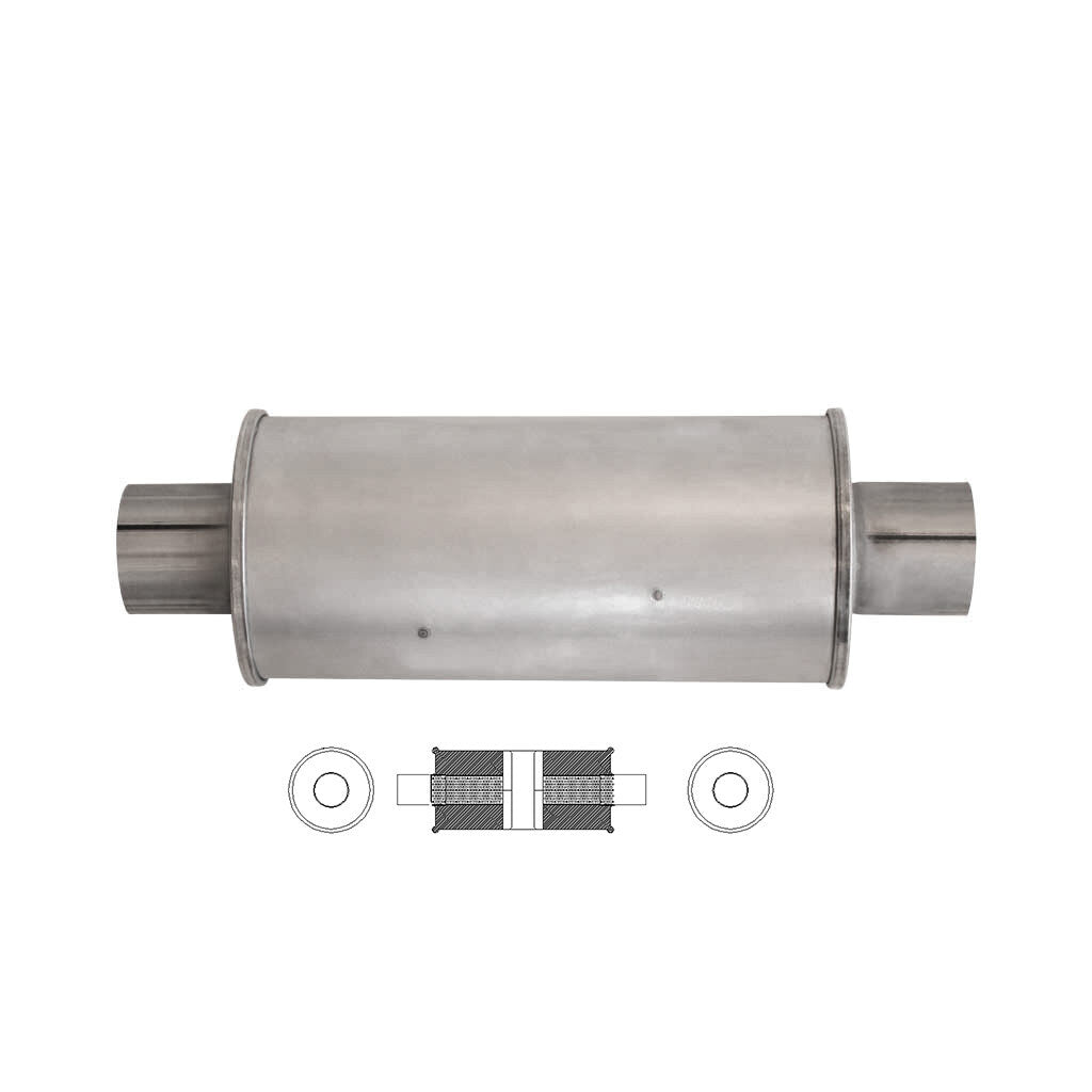 5" Round Centre/Centre Configurations Universal Mufflers | Aluminised | Select Your Size Length and Internal Options