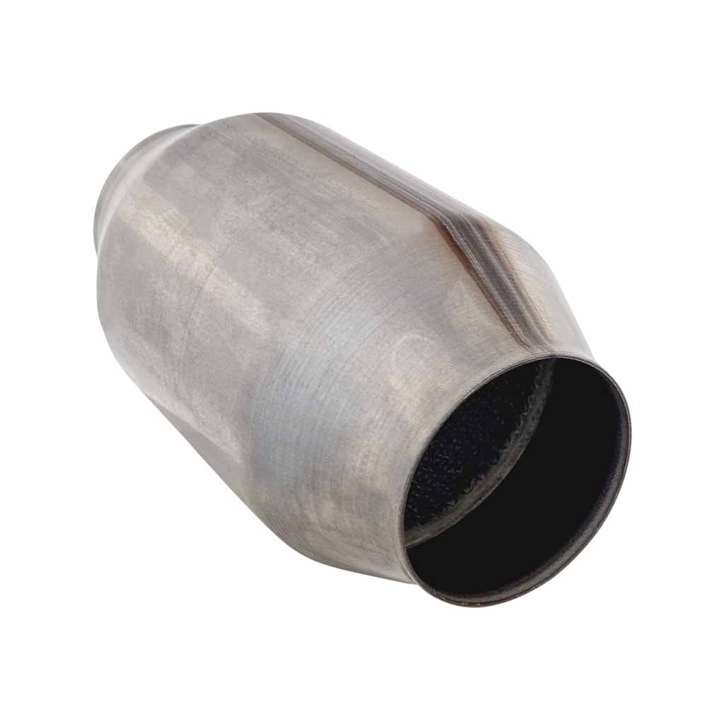 Universal Catalytic Converters - 2.5" to 3" 100/200 Cell Metallic Round Body, Brush Finish, 190mm Length