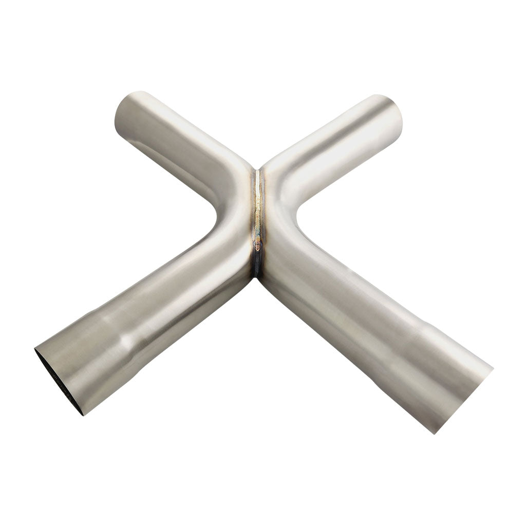 2.5 Inch OD X-Pipe 304 Brushed Stainless 90 Degree Bends