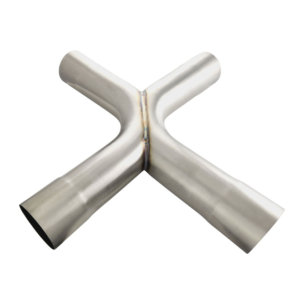 3.5 Inch OD X-Pipe 304 Brushed Stainless 90 Degree Bends