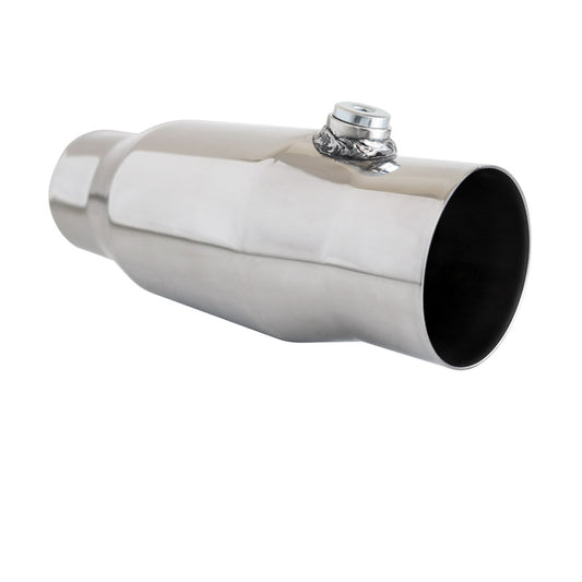 Universal High Flow Performance Catalytic Converter - 2" to 4" 100/200 Cell Round Metallic Core - Bullet Style with Oxy Sensor Provision - DIY Fitment (Requires Welding)