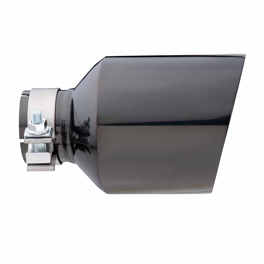 Exhaust Tip Angle Cut Inner Cone 2.5" In - 127mm Out 8" Long 304 Black Chrome