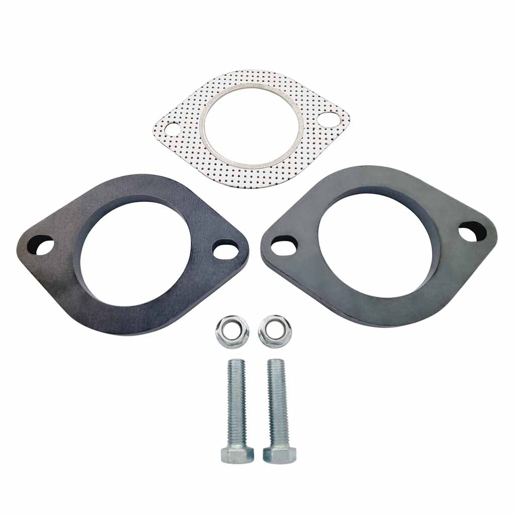 Exhaust Flange Plates Elongated 2.5 Inch (63.5mm) 105mm Spacing With Gaskets And Nuts And Bolts 10mm