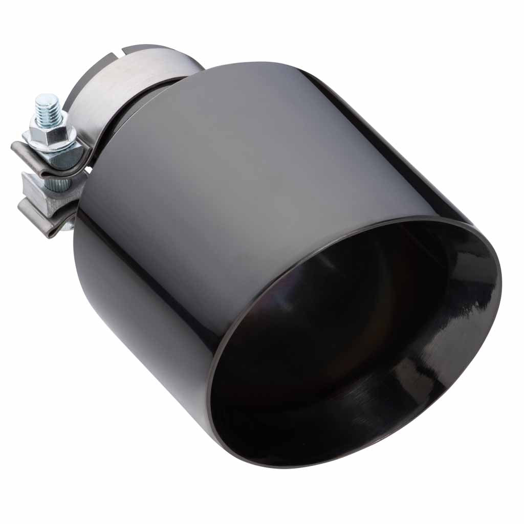 Exhaust Tip Angle Cut Inner Cone 3" In - 127mm Out 8" Long 304 Black Chrome