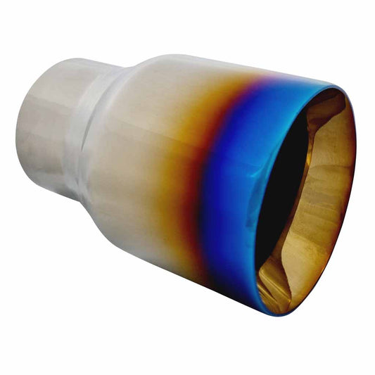 Exhaust Tip Straight Cut Inner Cone 2.5" In 3.5" Out 5" Long Blue Flame