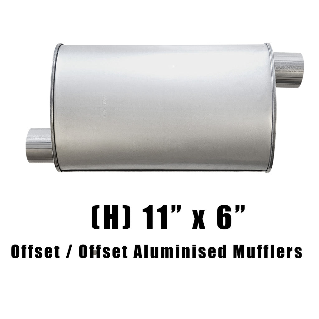 11" x 6" Offset/Offset Configurations Mufflers | Aluminised | Select Your Size Length and Internal Options