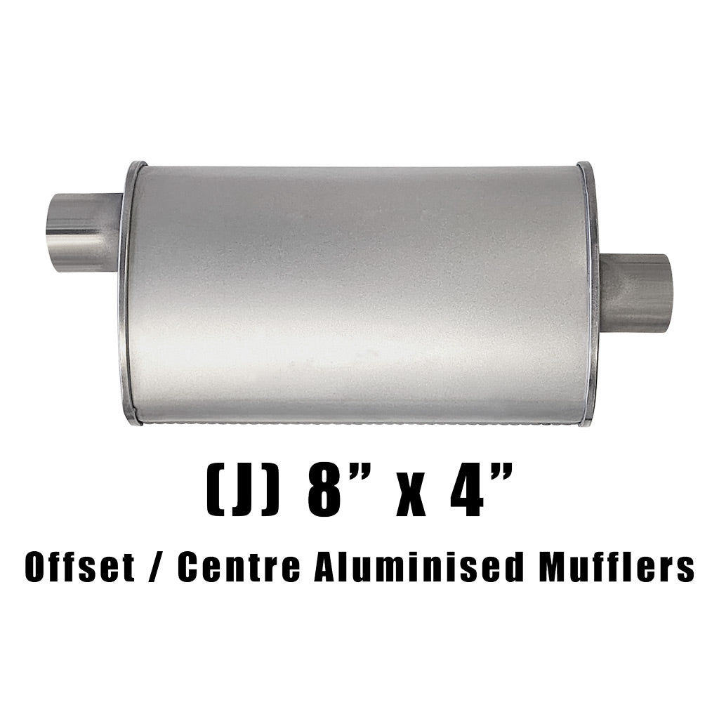 8" x 4" Offset/Centre Configurations Mufflers | Aluminised | Select Your Size Length and Internal Options