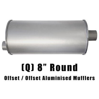 8" Round Offset/Offset Configurations Universal Mufflers | Aluminised | Select Your Size Length and Internal Options