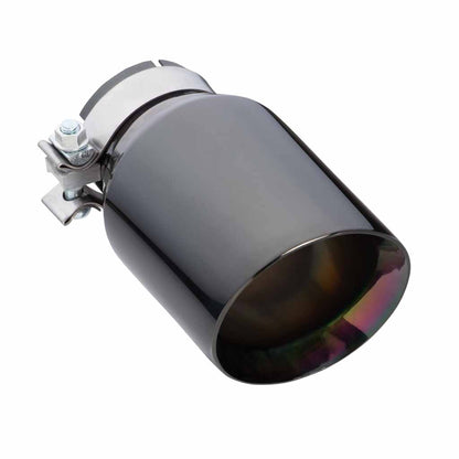 Exhaust Tip Angle Cut Inner Cone 3" In - 114mm Out 8" Long 304 Black Chrome