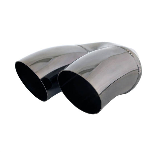 Exhaust Tip Dump Pipe 2.25" In - Dual 3" Out 9" Long RHS Black Chrome