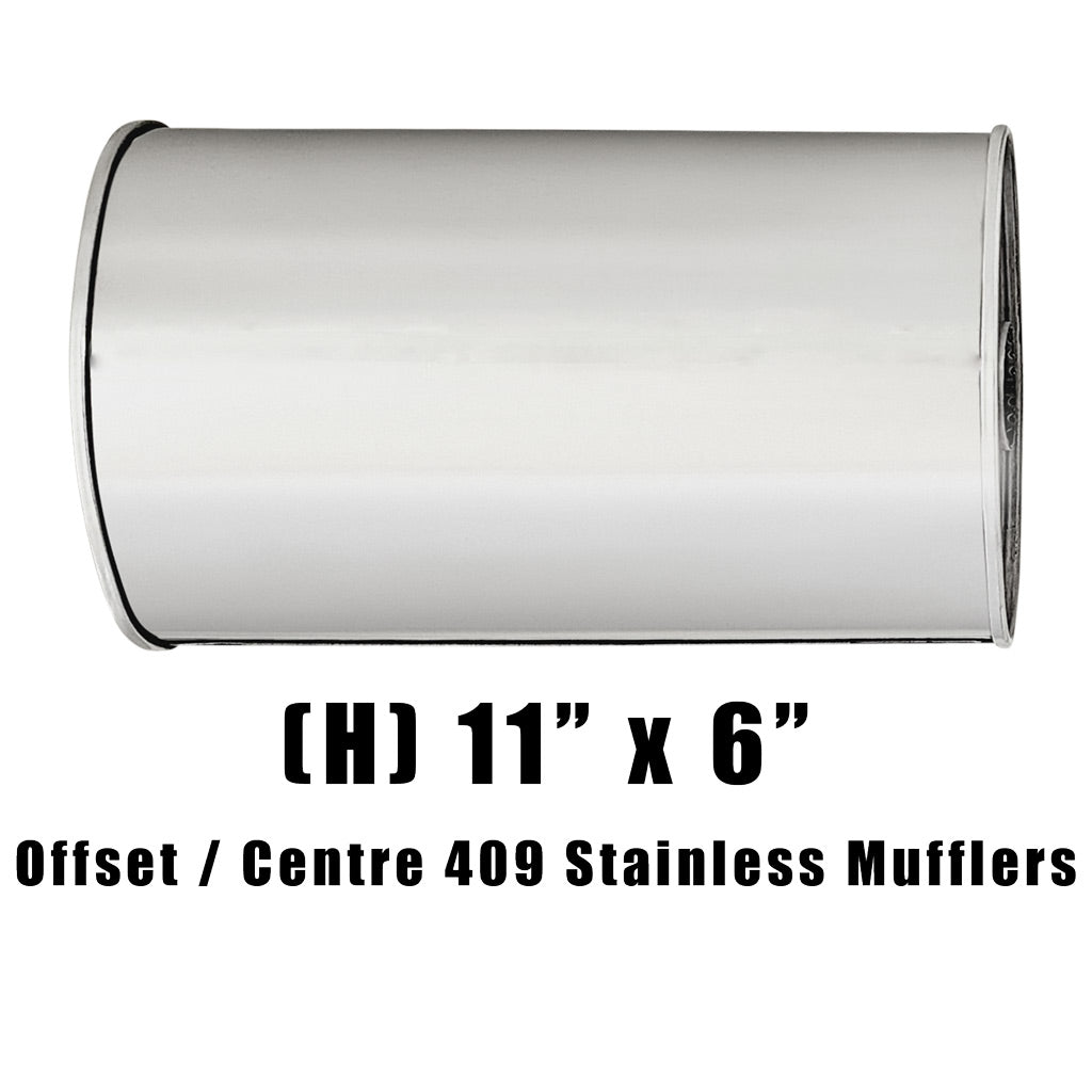 11" x 6" Offset/Centre Configurations Mufflers | Stainless 409 | Select Your Size Length and Internal Options