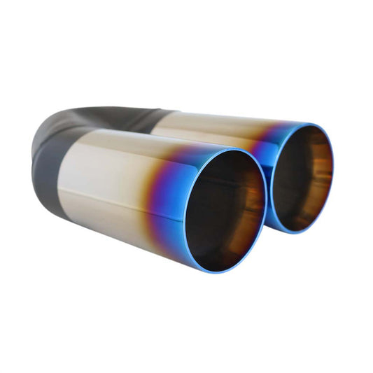 Exhaust Tip Straight Cut Inner Cone 2.25" In - Dual 3" Out 9" Long Blue Flame