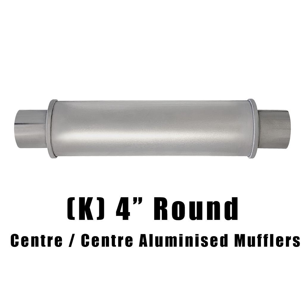 4" Round Centre/Centre Configurations Universal Mufflers | Aluminised | Select Your Size Length and Internal Options