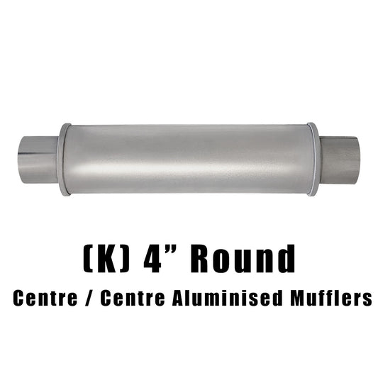 4" Round Centre/Centre Configurations Universal Mufflers | Aluminised | Select Your Size Length and Internal Options