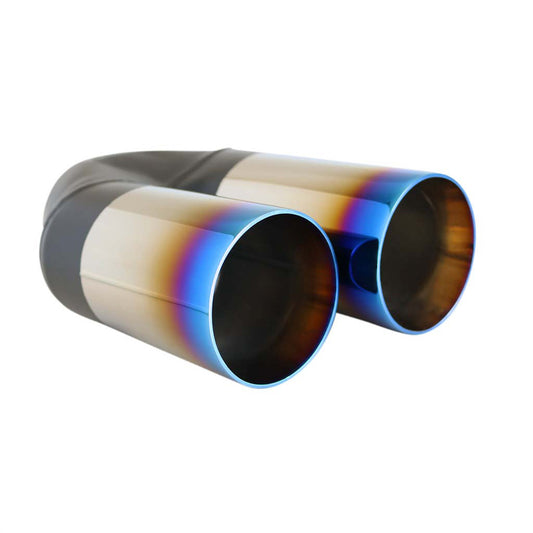 Exhaust Tip Straight Cut Stepped 2.5 Inch In Dual 3.5 Inch Out 9 Inch Long Blue Flame