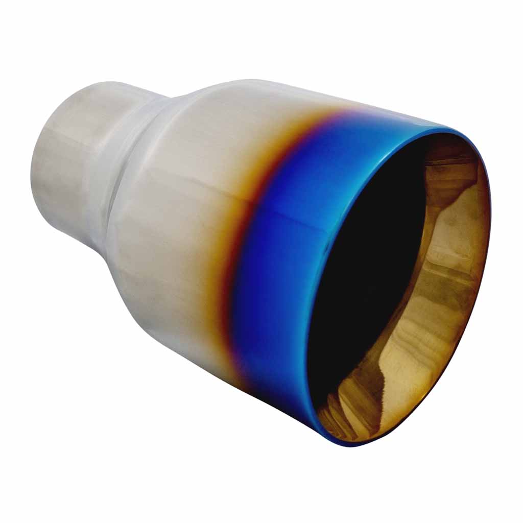 Exhaust Tip Straight Cut Inner Cone 2.25" In 3.5" Out 5" Long Blue Flame