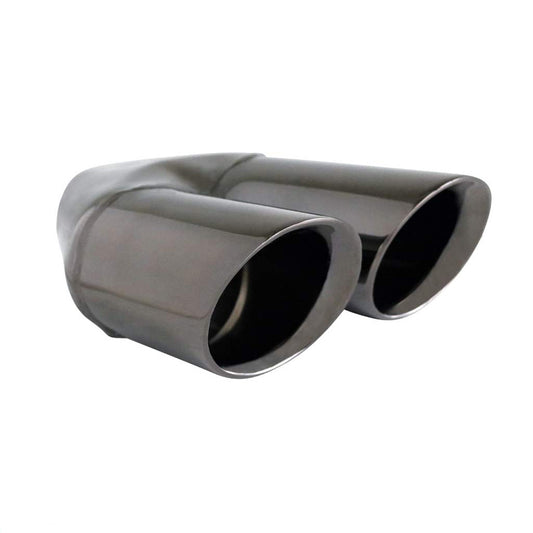 Exhaust Tip Angle Cut Inner Cone 2.25" In - Twin 3" Out 9" Long LHS Black Chrome