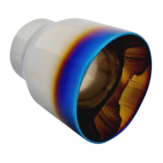 Exhaust Tip Straight Cut Inner Cone 3" In - 4" Out 5" Long Blue Flame