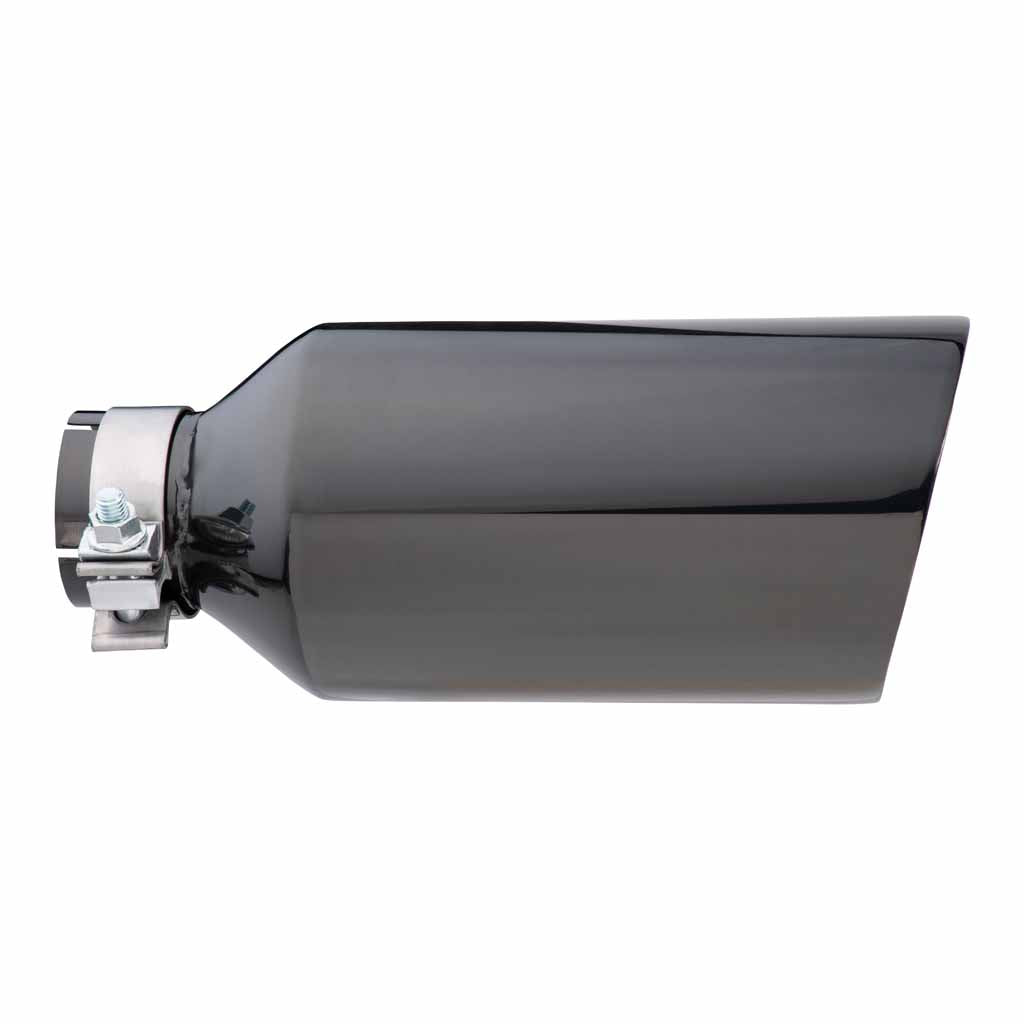 Exhaust Tip Angle Cut Inner Cone 2.5" In - 127mm Out 12" Long 304 Black Chrome