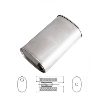 8" x 5" Offset/Centre Configurations Mufflers | Aluminised | Select Your Size Length and Internal Options