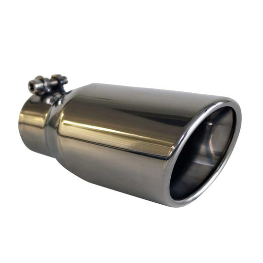 Exhaust Tip Angle Cut Rolled Inner Cone 2.5" In - 80mm Out 7" Long 304 Stainless