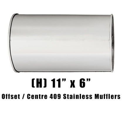 11" x 6" Offset/Centre Configurations Mufflers | Stainless 409 | Select Your Size Length and Internal Options