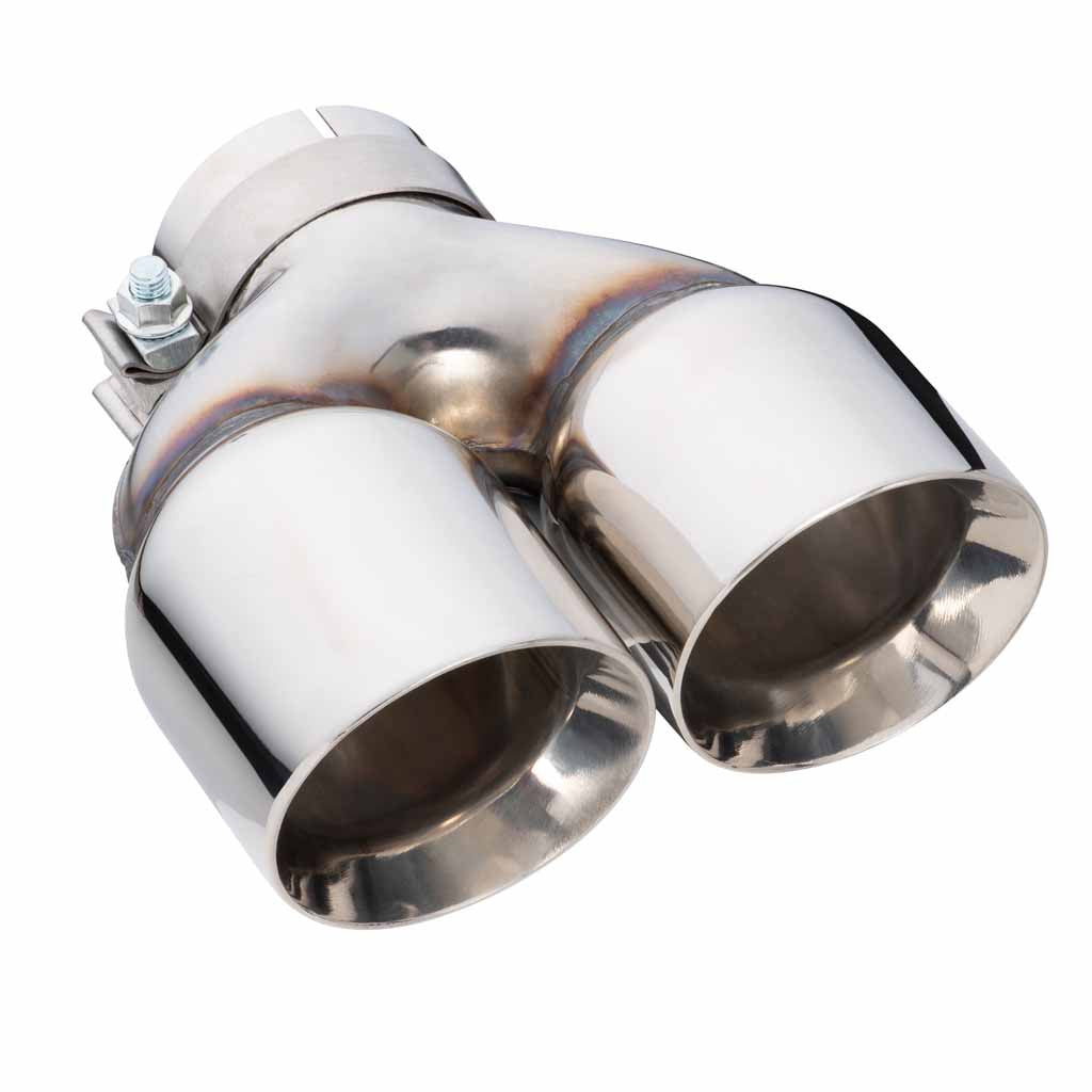 Exhaust Tip Y-Piece Inner Cone 3 Inch In - Dual 4" Out 9" Long RHS Polished SS