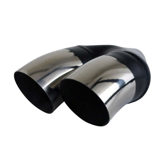 Exhaust Tip Dump Pipe 2.25" In - Dual 3" Out 9" Long RHS 304 Stainless Steel