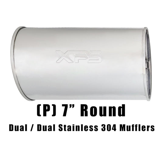 7" Round Dual/Dual Configurations Mufflers | Stainless 304 | Select Your Size Length and Internal Options