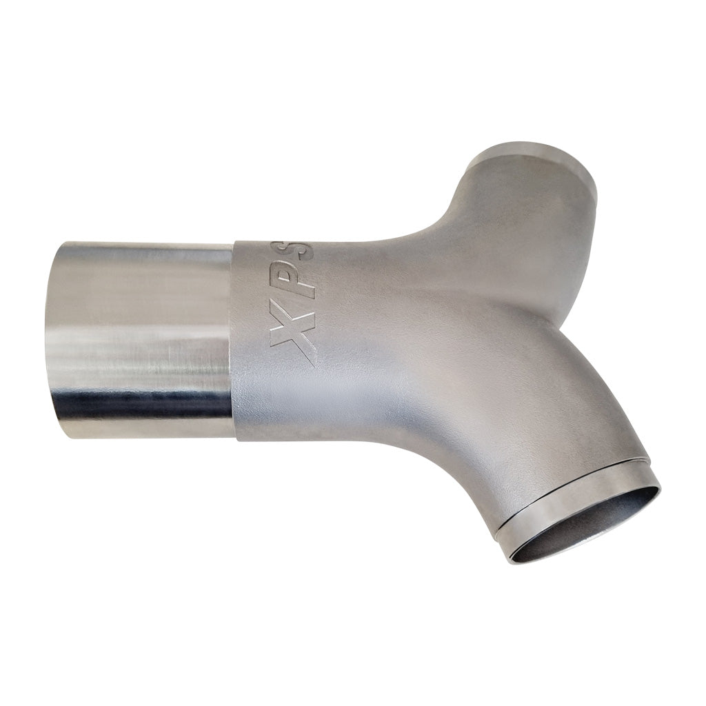 Y-Pipe Cast 304 Stainless 3 Inch (76mm) In Dual 2 x 2.5" (63mm) Out 70 Degree